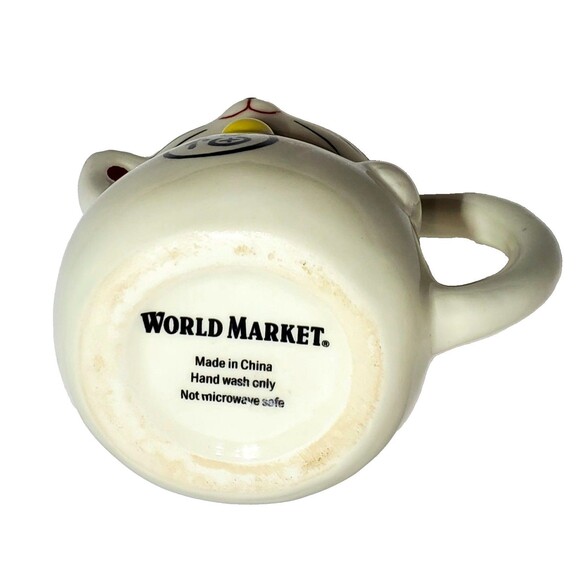 World Market Exclusive- Lucky Cat Figural Ceramic Teacup White– Beckoning Cat - Picture 6 of 7